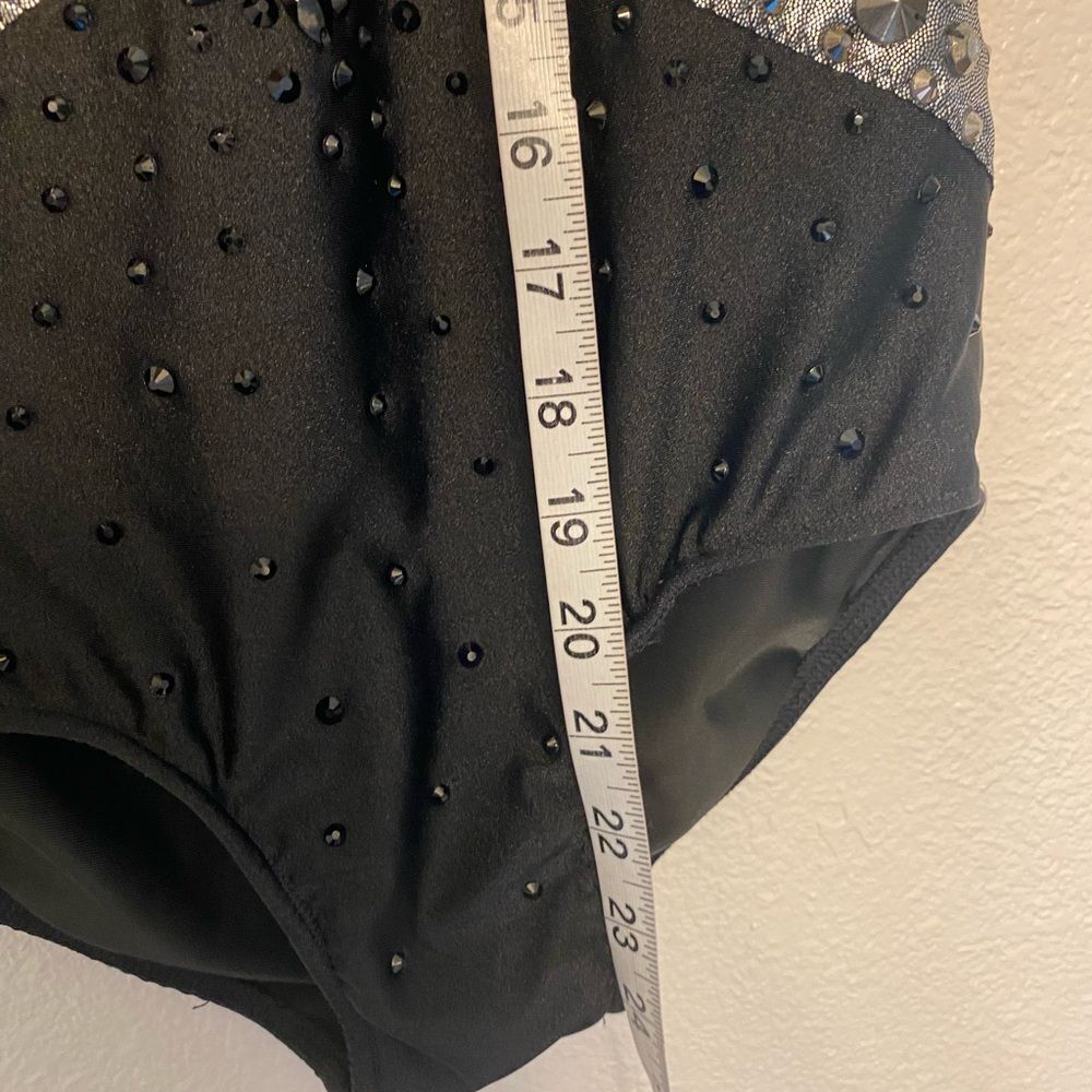 Glamour Solo Dance Costume Black Silver Rhinestone Jazz Contemporary SA Adult - Picture 9 of 11